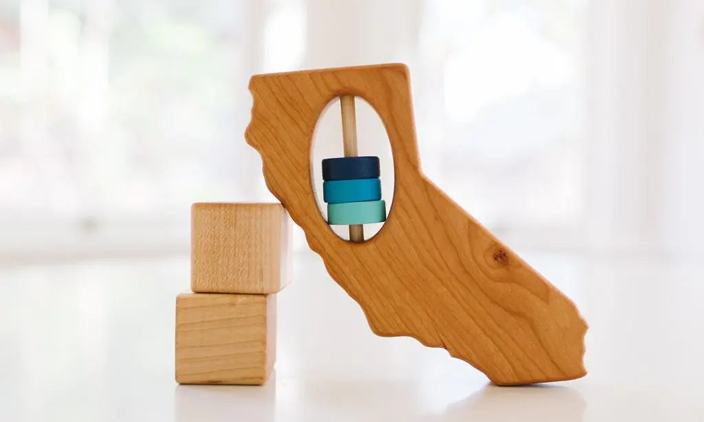 California State Wooden Baby Rattle™ | Made in the USA | State Rattle | The Baby Penguin