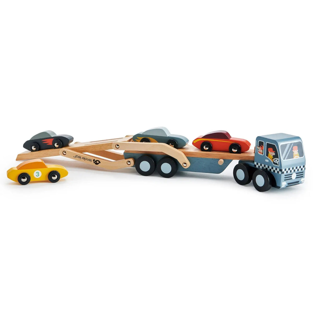Tender Leaf Wooden Car Transporter with Four Cars