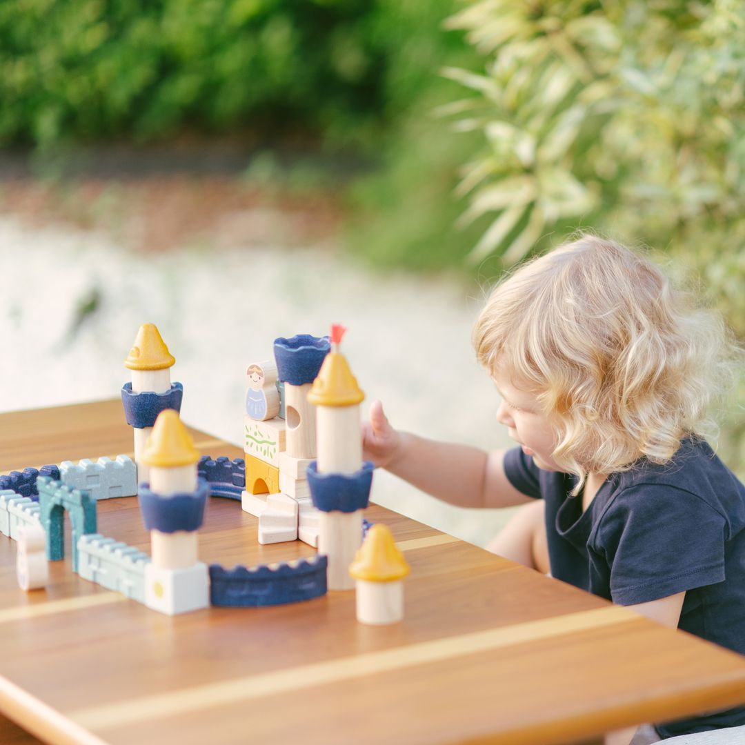 PlanToys Wooden Castle Blocks Set, 40 Pieces