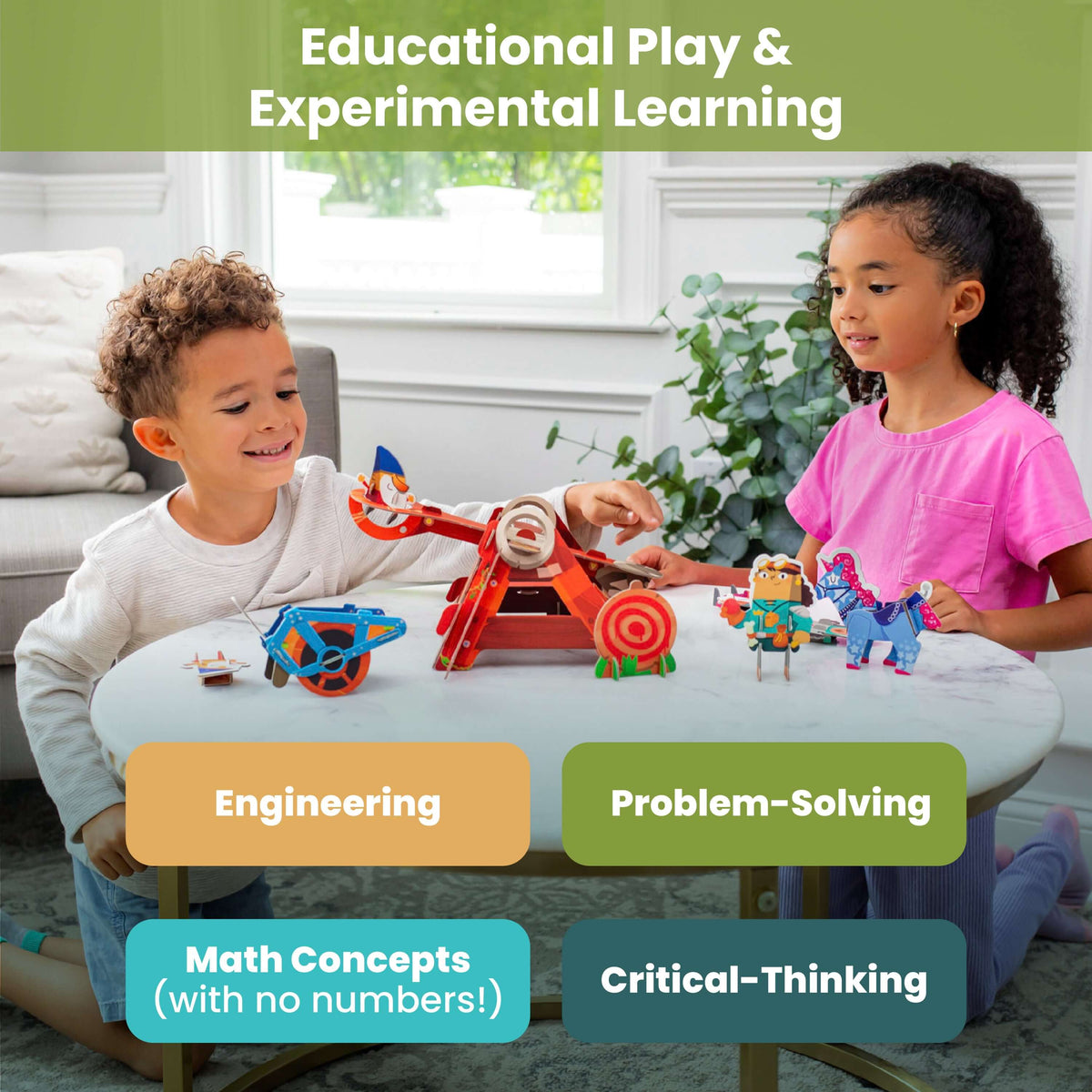 Screen-free build-and-launch catapult activity for ages 3+