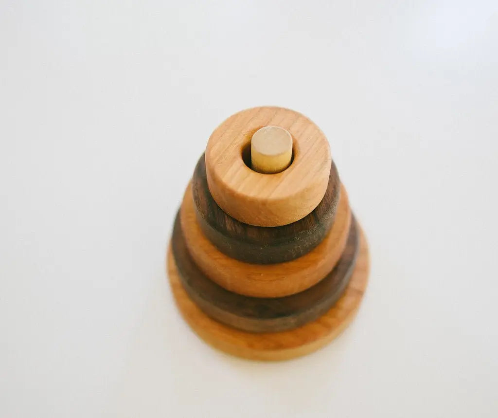 Overhead view of the Bannor Circle Stacker and its central wooden post