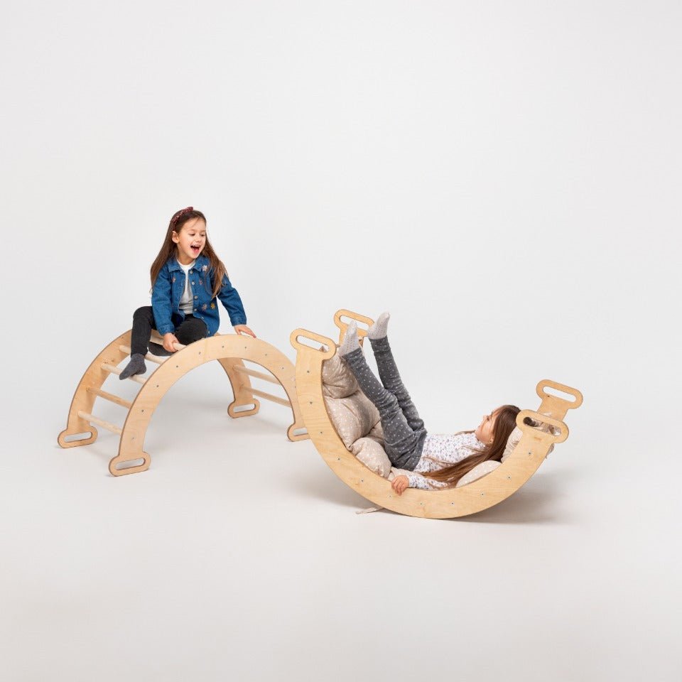 Climbing Arch & Rocker Balance - Montessori Climbers for Kids 1-7 y.o. – Beige - The Baby Penguin