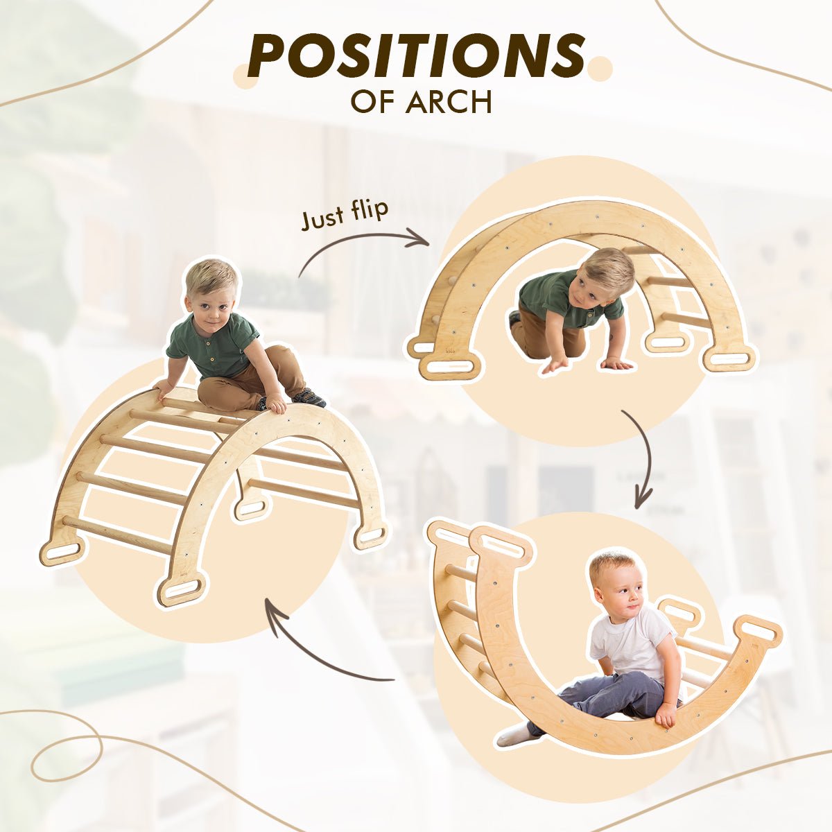 Climbing Arch & Rocker Balance - Montessori Climbers for Kids 1-7 y.o. – Beige - The Baby Penguin