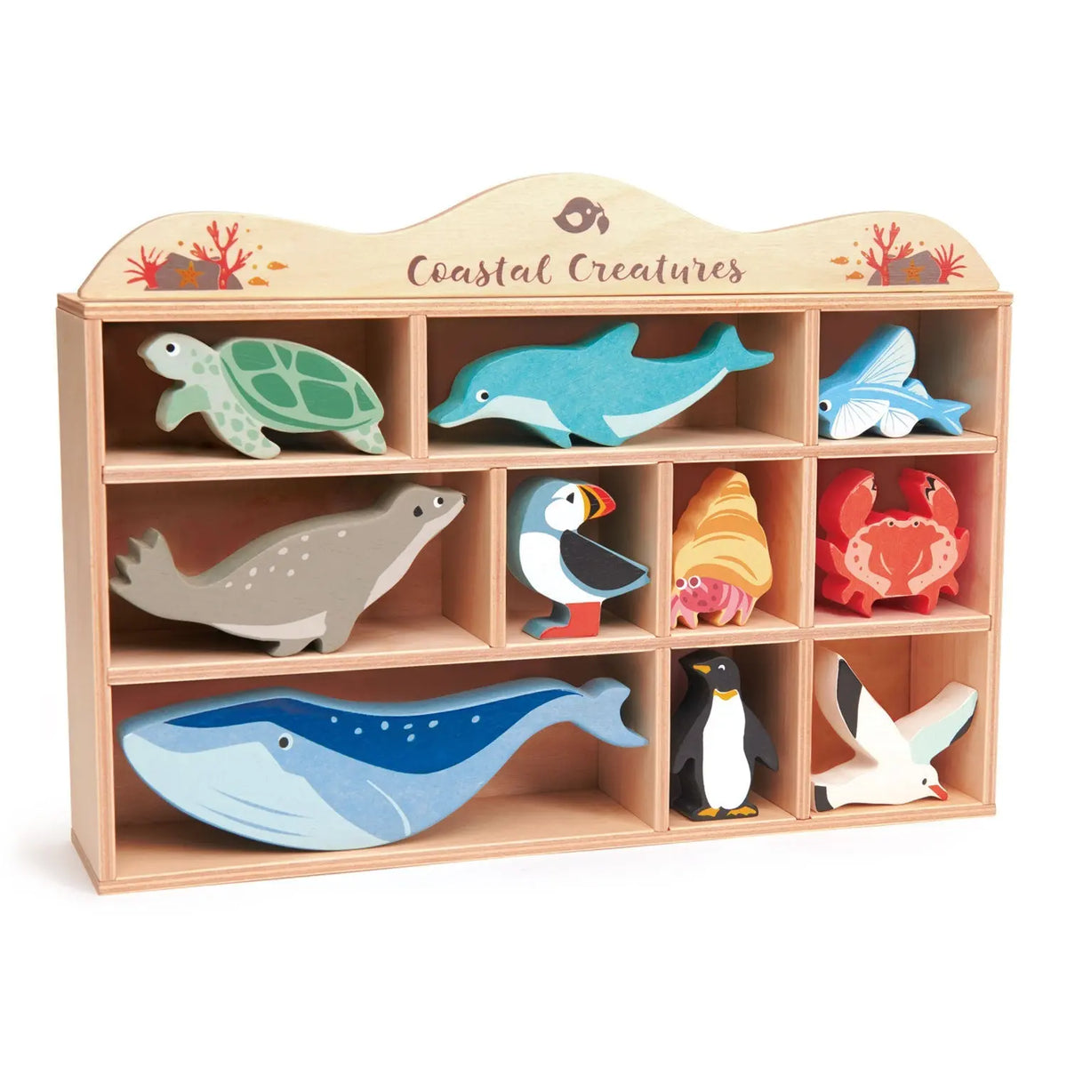 Tender Leaf Coastal Creatures Wooden Animals with Shelf