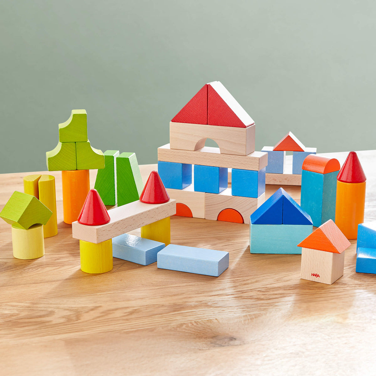 Colored Wooden Building Blocks - 46 Piece Set - The Baby Penguin