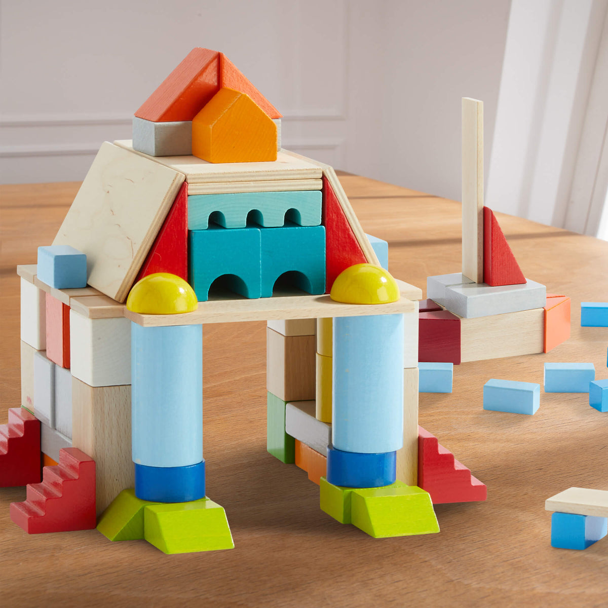 Colored Wooden Building Blocks - 85 Piece Set - The Baby Penguin
