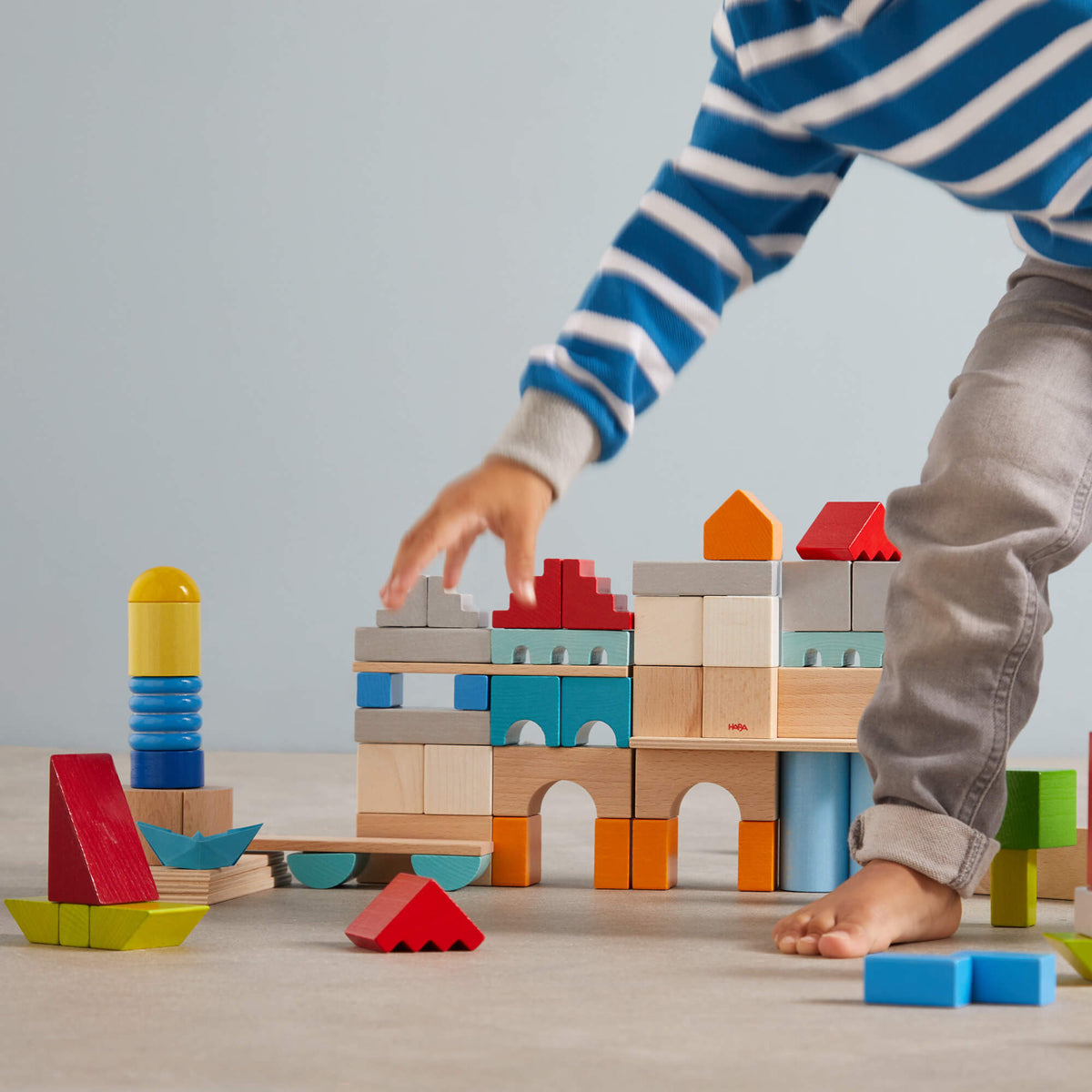 Colored Wooden Building Blocks - 85 Piece Set - The Baby Penguin