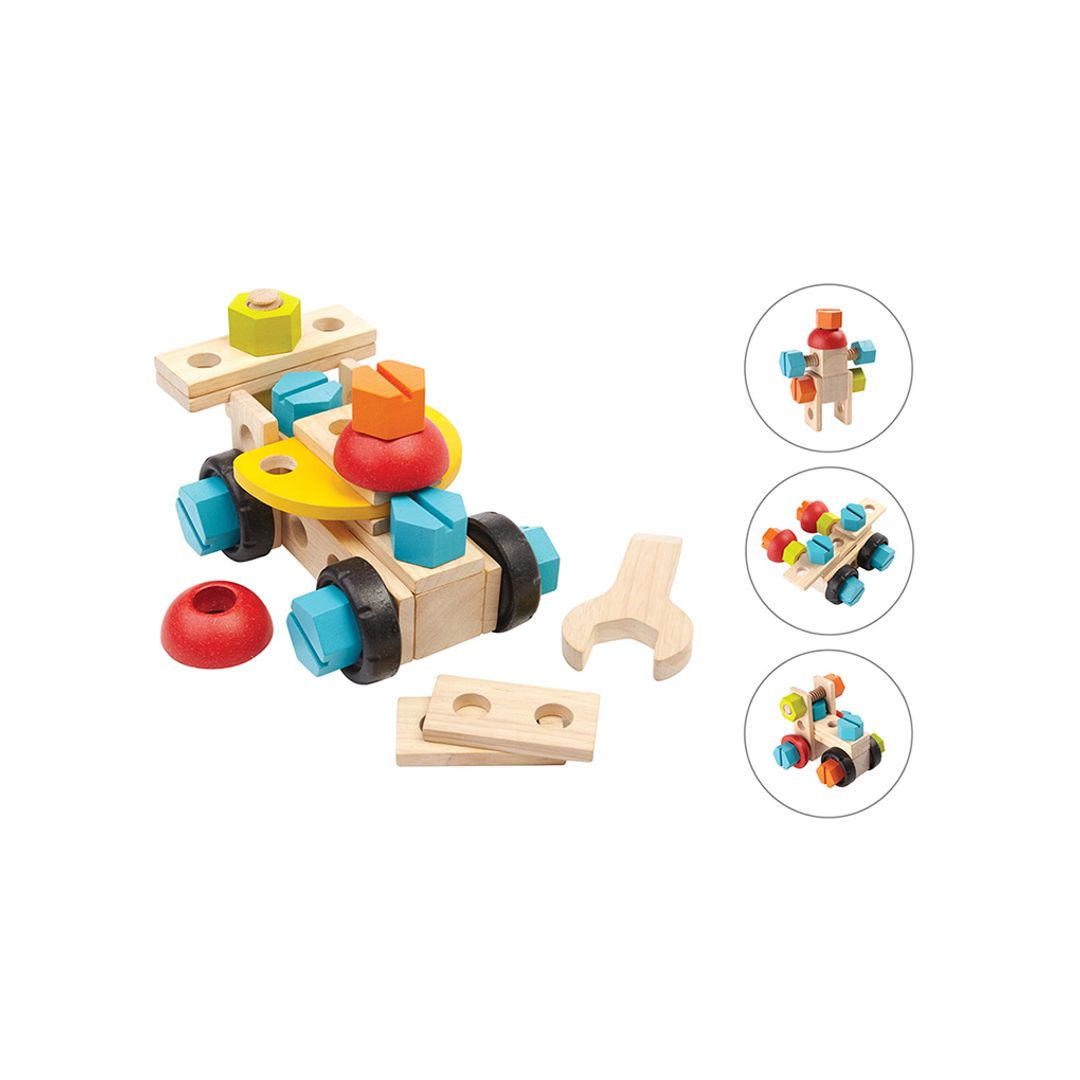 PlanToys Wooden Construction Set, 40 Pieces