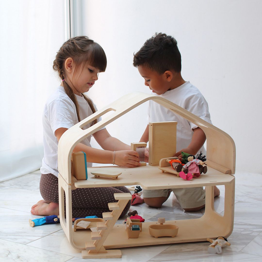 PlanToys Contemporary Wooden Dollhouse with Furniture