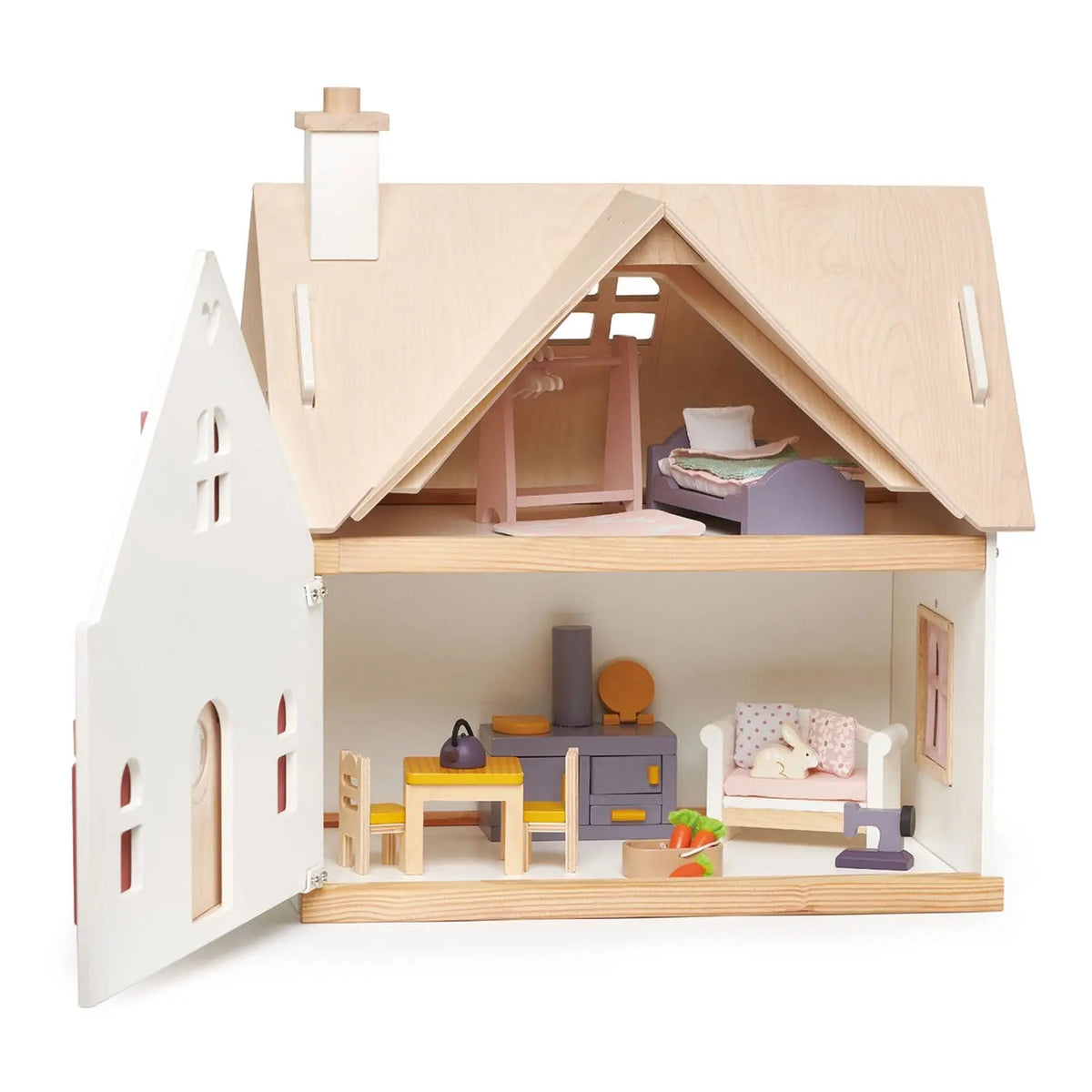 Tender Leaf Cottontail Cottage Wooden Dollhouse with Furniture
