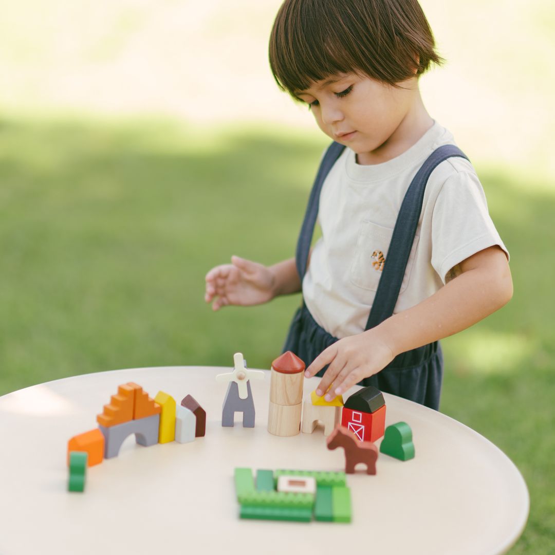 PlanToys Country Wooden Building Blocks, 27 Pieces