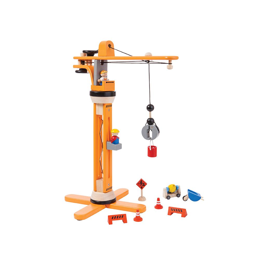 PlanToys Wooden Construction Crane Playset