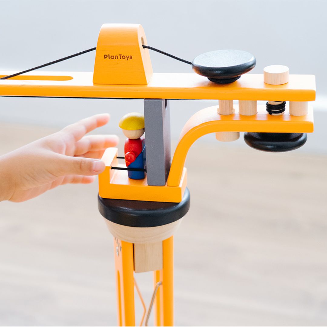 PlanToys Wooden Construction Crane Playset