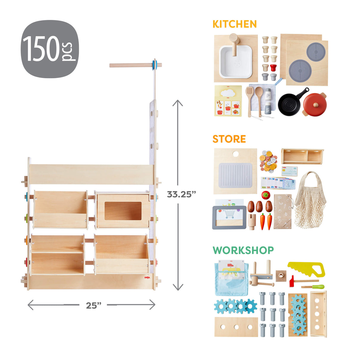 Creative Play 3 in 1 – Play Kitchen, Store & Workshop - The Baby Penguin