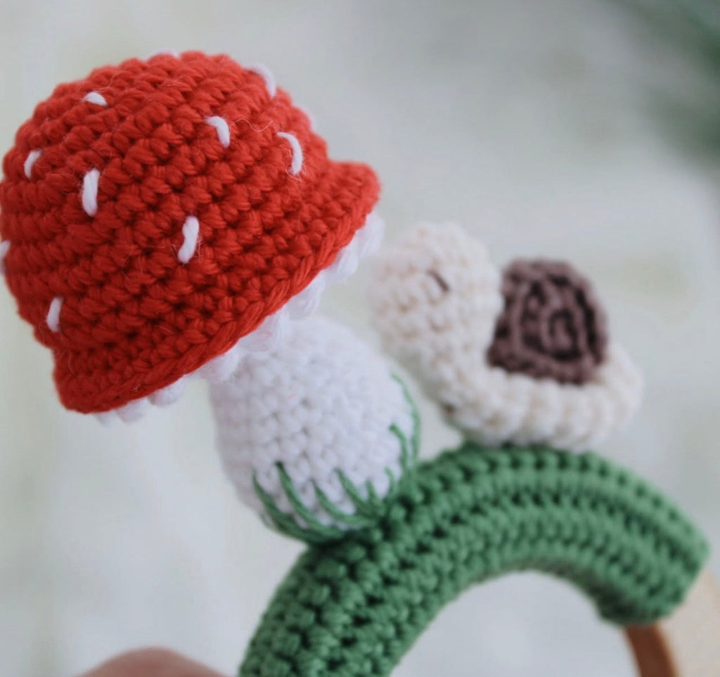 Crochet Mushroom Rattle - The Baby Penguin
