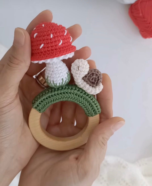 Crochet Mushroom Rattle - The Baby Penguin