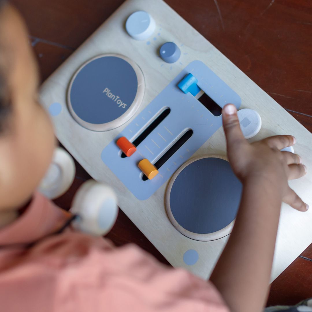 PlanToys Wooden DJ Mixer Board Pretend Play Set