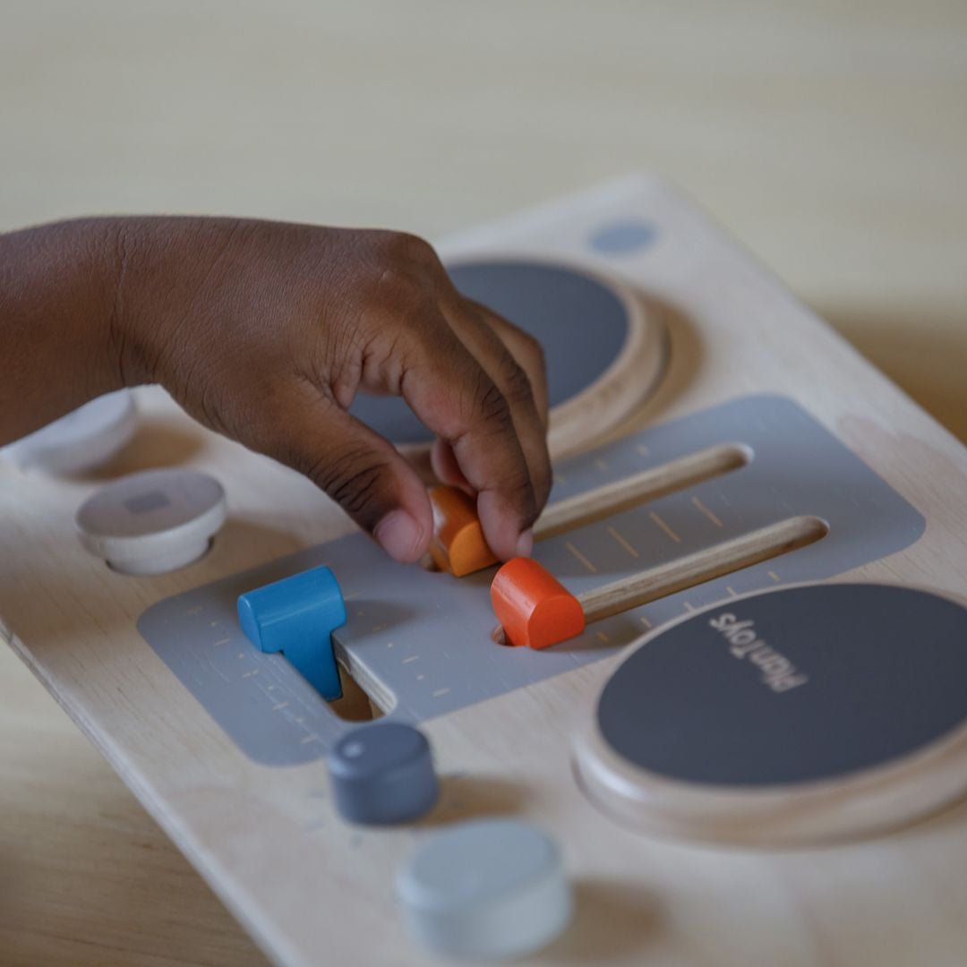 PlanToys Wooden DJ Mixer Board Pretend Play Set