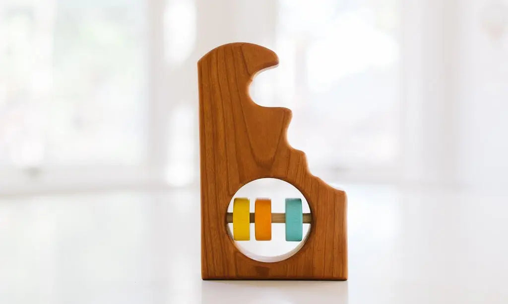Delaware State Wooden Baby Rattle™ | Made in the USA | State Rattle | The Baby Penguin