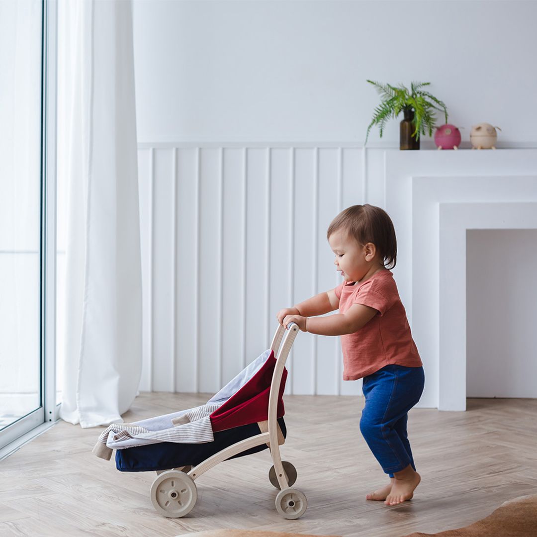 PlanToys Wooden Doll Stroller with Reversible Carrier