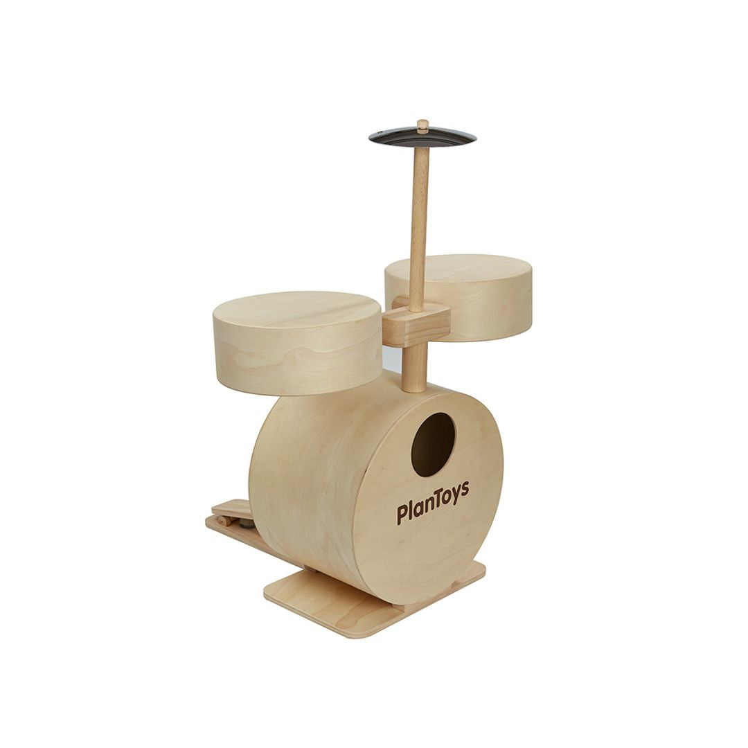 PlanToys Wooden Drum Set with Kick Pedal