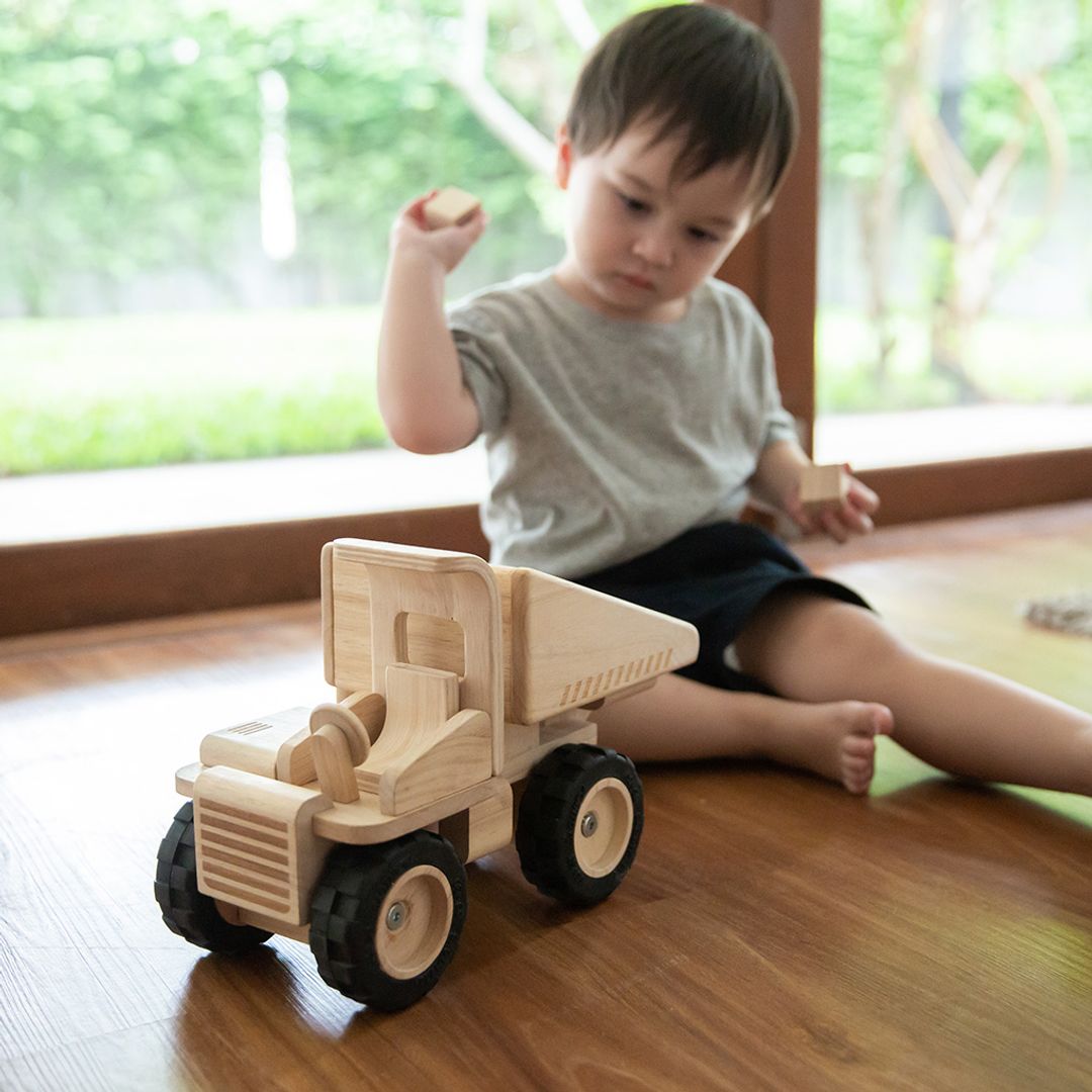 PlanToys Wooden Dump Truck with Tipping Bed