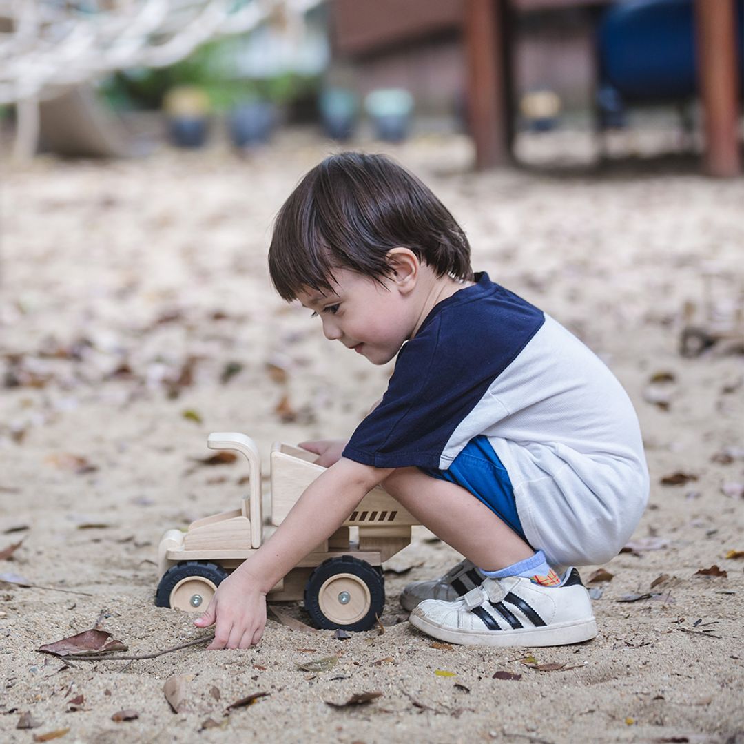PlanToys Wooden Dump Truck with Tipping Bed