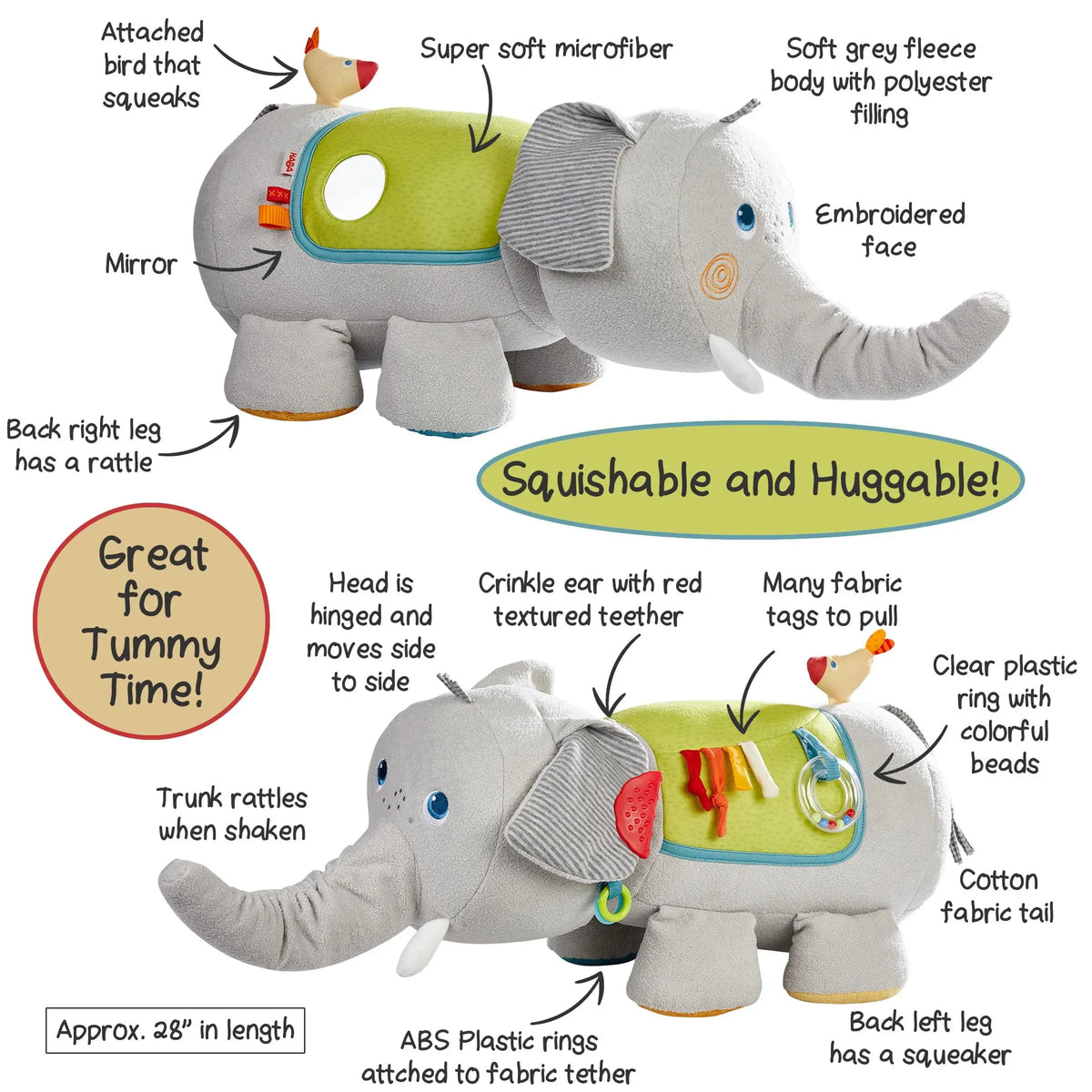  Elephant Discovery Pillow HABA USA Plush Baby