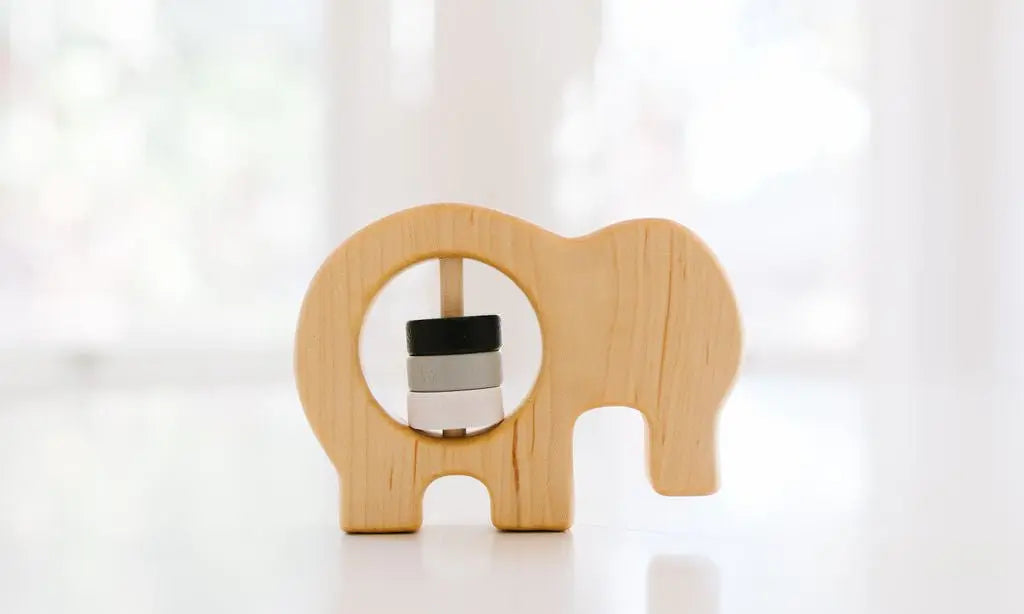 Elephant Wooden Baby Rattle | Made in the USA | Rattles | The Baby Penguin
