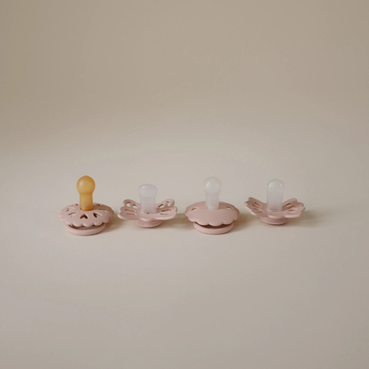 FRIGG Baby's First Pacifier Floral Heart (Blush) 4-Pack | FRIGG PACIFIERS | The Baby Penguin