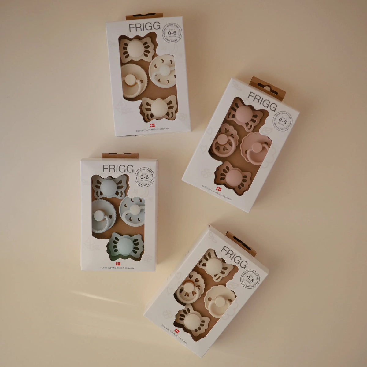 FRIGG Baby's First Pacifier Moonlight Sailing (Cream) 4-Pack | FRIGG PACIFIERS | The Baby Penguin