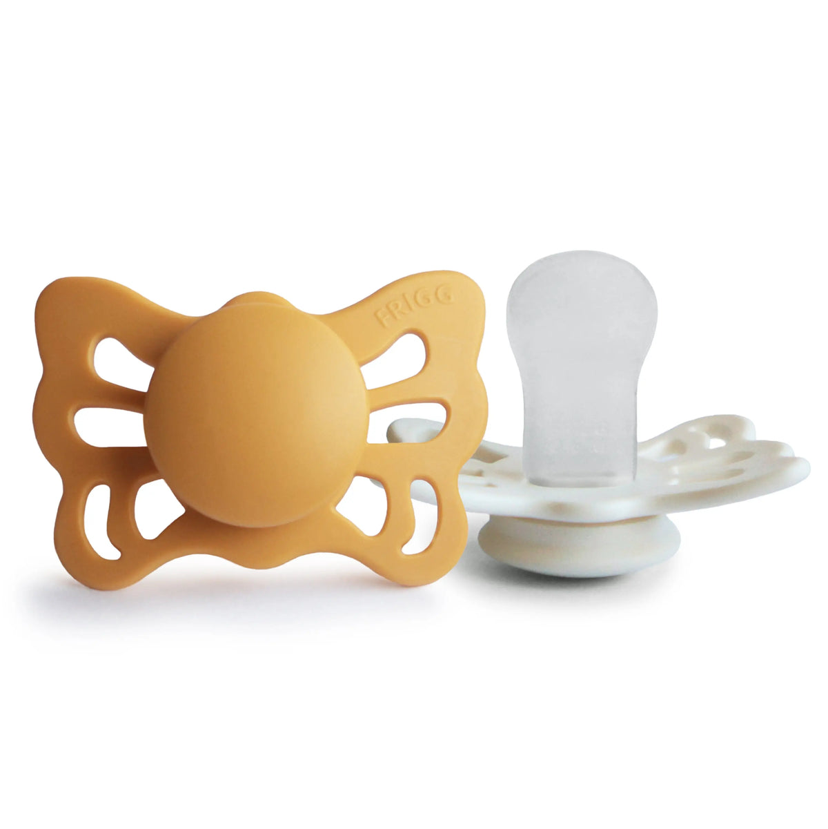 FRIGG Butterfly Anatomical Silicone Pacifier 2-Pack (0-6 Months) | SILICONE FRIGG PACIFIERS | The Baby Penguin