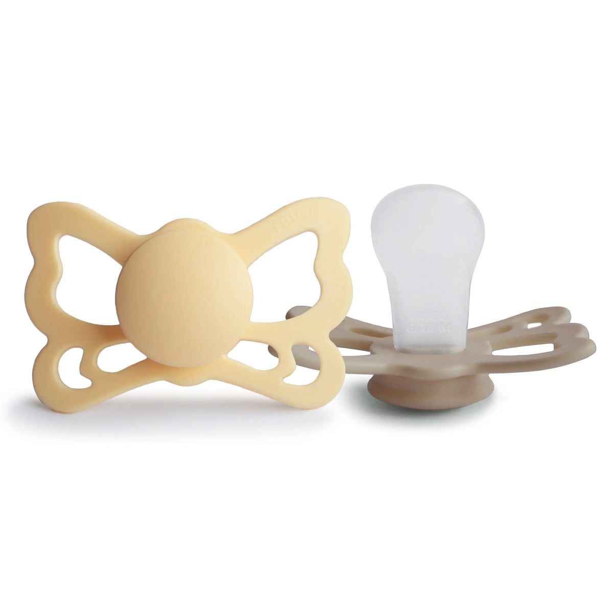 FRIGG Butterfly Anatomical Silicone Pacifier 2-Pack (6-18 Months) | SILICONE FRIGG PACIFIERS | The Baby Penguin