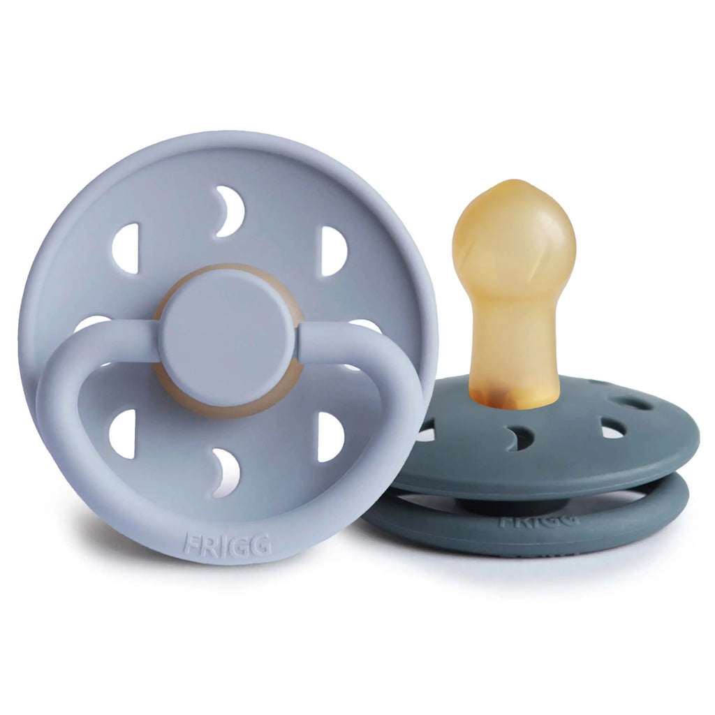 FRIGG Moon Natural Rubber Pacifier 2-Pack | RUBBER FRIGG PACIFIERS | The Baby Penguin