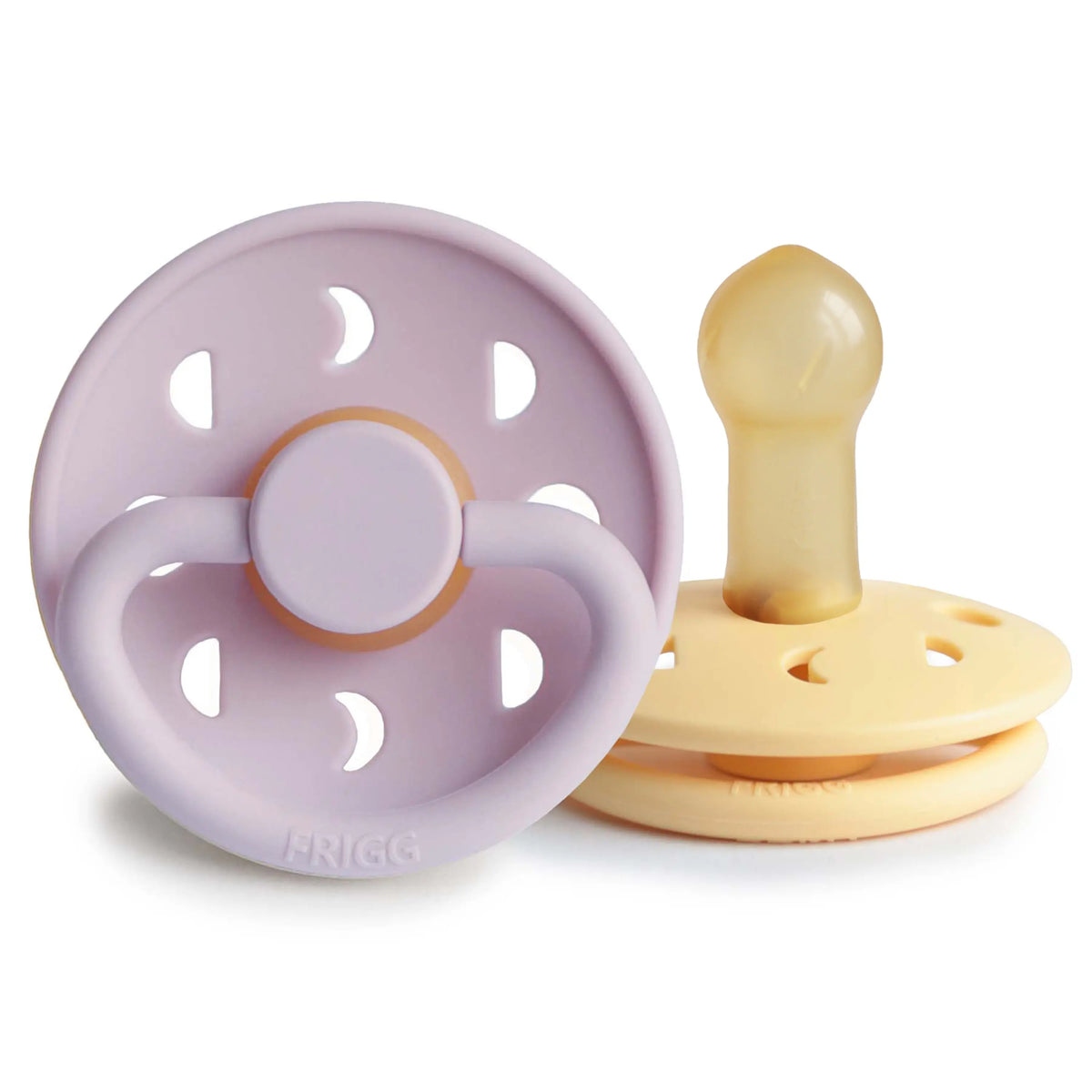 FRIGG Moon Natural Rubber Pacifier 2-Pack | RUBBER FRIGG PACIFIERS | The Baby Penguin