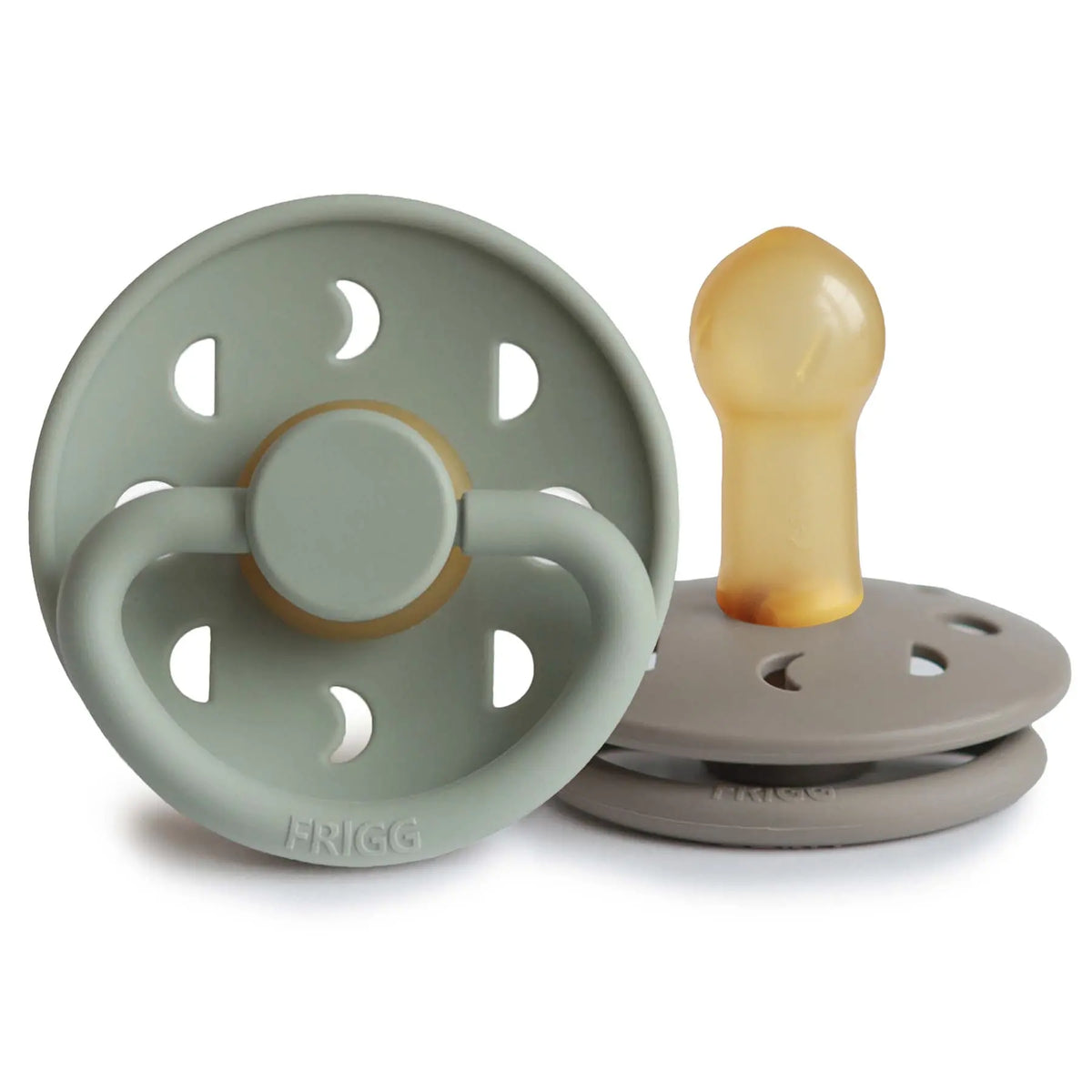 FRIGG Moon Natural Rubber Pacifier 2-Pack | RUBBER FRIGG PACIFIERS | The Baby Penguin