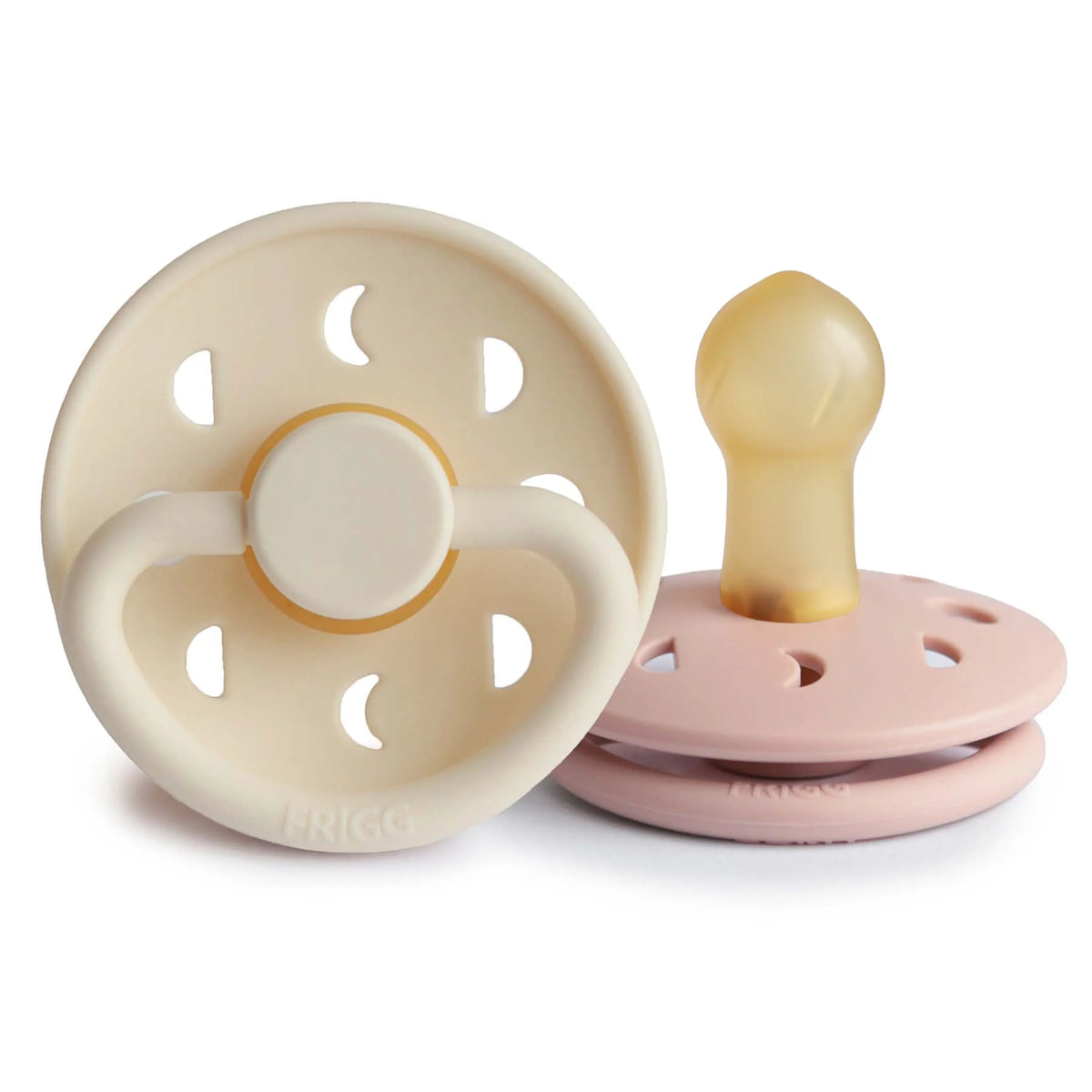 FRIGG Moon Natural Rubber Pacifier 2-Pack | RUBBER FRIGG PACIFIERS | The Baby Penguin