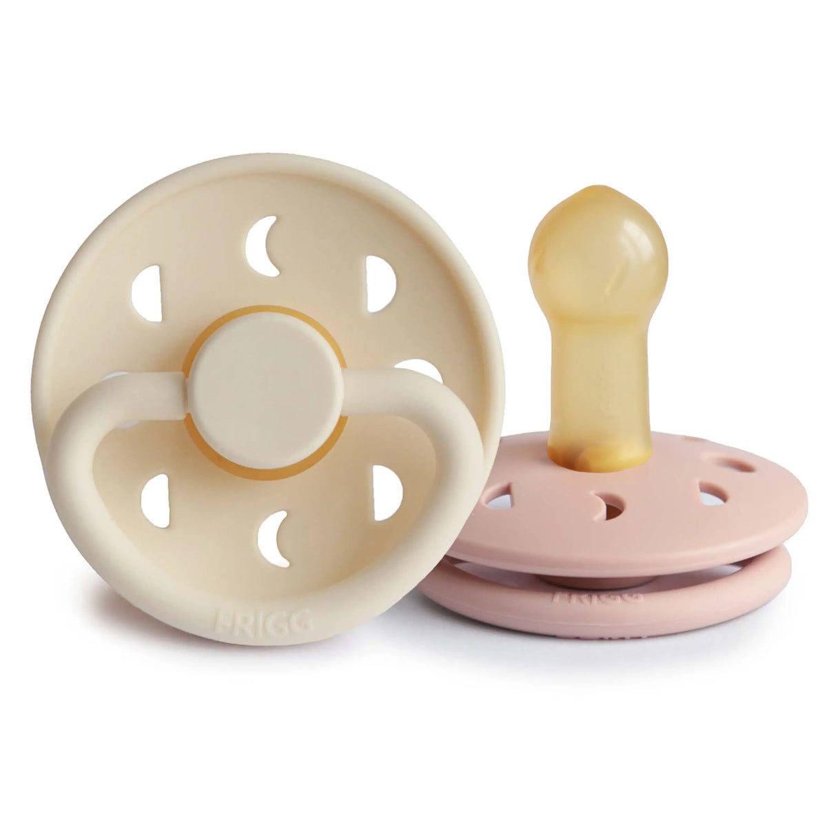FRIGG Moon Natural Rubber Pacifier 2-Pack | RUBBER FRIGG PACIFIERS | The Baby Penguin