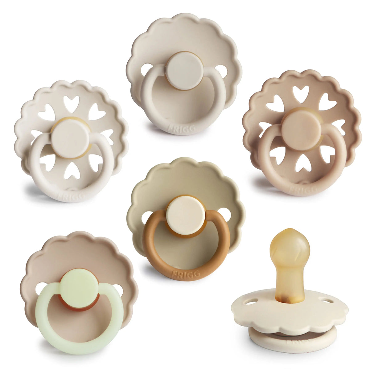 FRIGG Natural Rubber 6-Pack | RUBBER FRIGG PACIFIERS | The Baby Penguin
