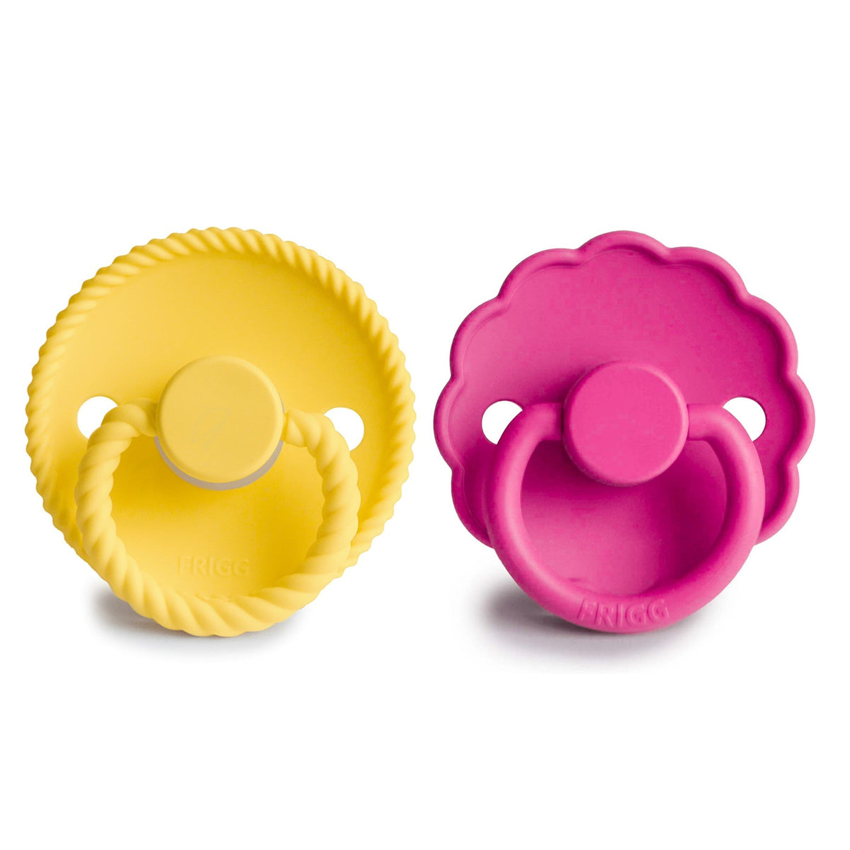 FRIGG Rope/Daisy Silicone Pacifier (Sunflower/Fuchsia) 2-Pack (6-18 Months) - The Baby Penguin