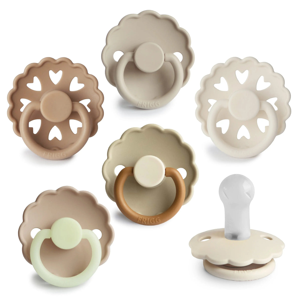 FRIGG Silicone Pacifier 6-Pack | SILICONE FRIGG PACIFIERS | The Baby Penguin