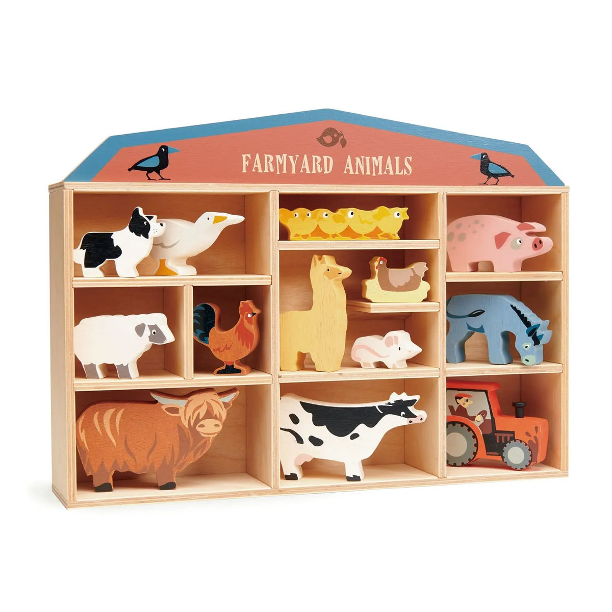 Tender Leaf Farmyard Wooden Animals with Display Shelf