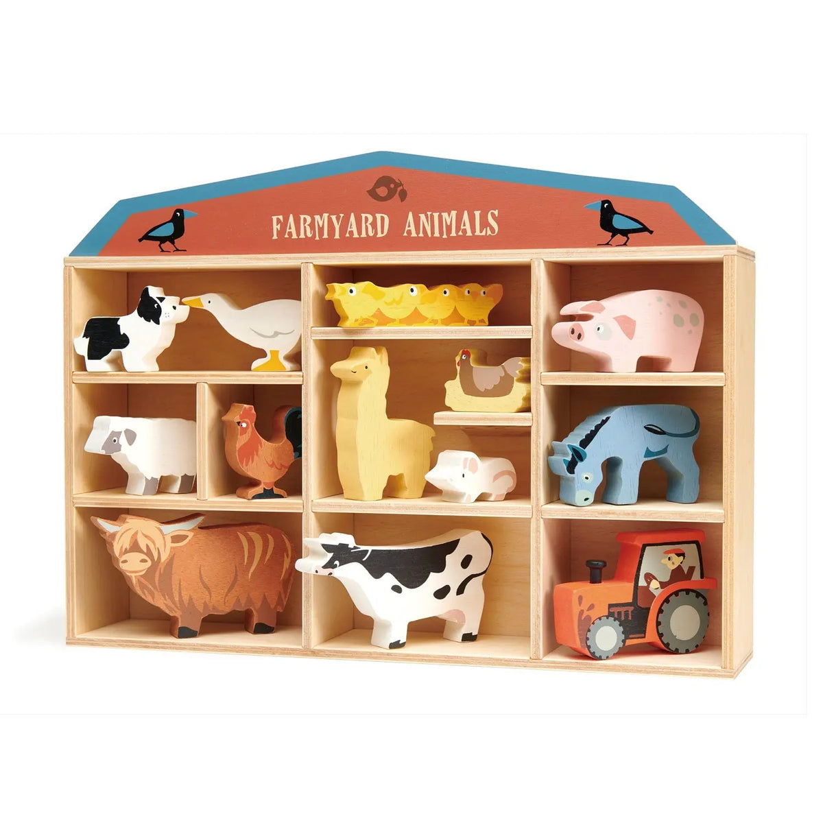 Tender Leaf Farmyard Wooden Animals with Display Shelf