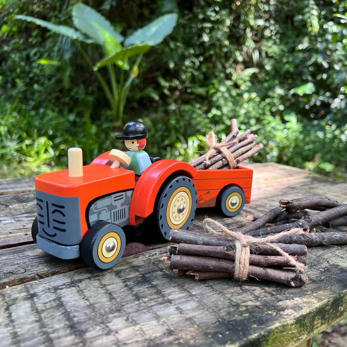 Tender Leaf Farmyard Wooden Tractor and Trailer