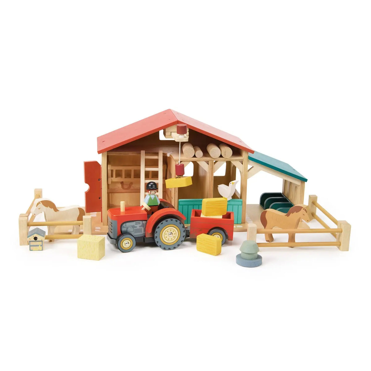 Tender Leaf Farmyard Wooden Tractor and Trailer
