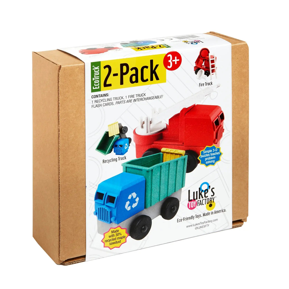 Luke's Toy Factory Fire & Recycling Truck Set – 2 Pack by Luke's Toy Factory – product image 4