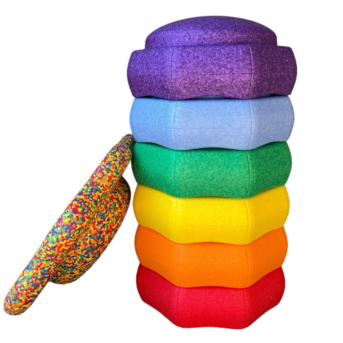 Flower-shaped Balance Board for Stepping Stones in Rainbow Confetti by Green Elephant Home and Toys – additional product view