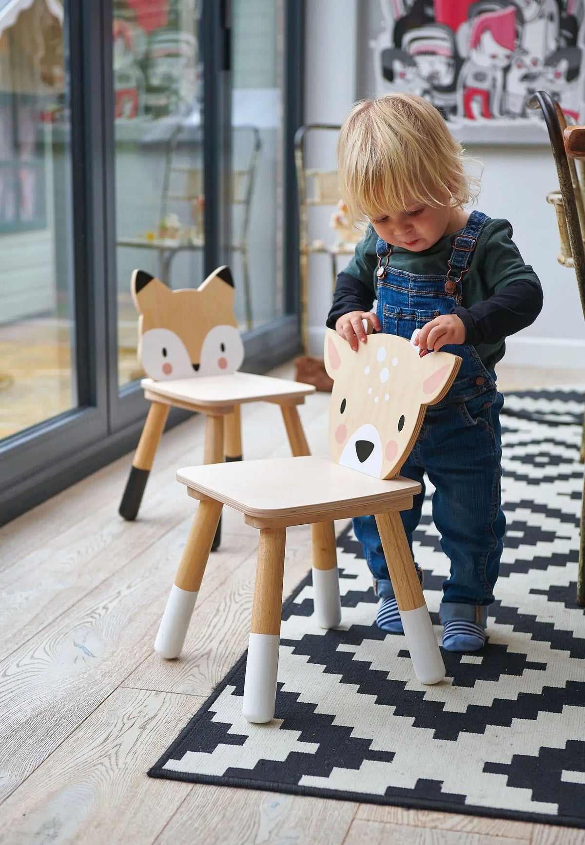 Tender Leaf Forest Deer Wooden Chair for Kids