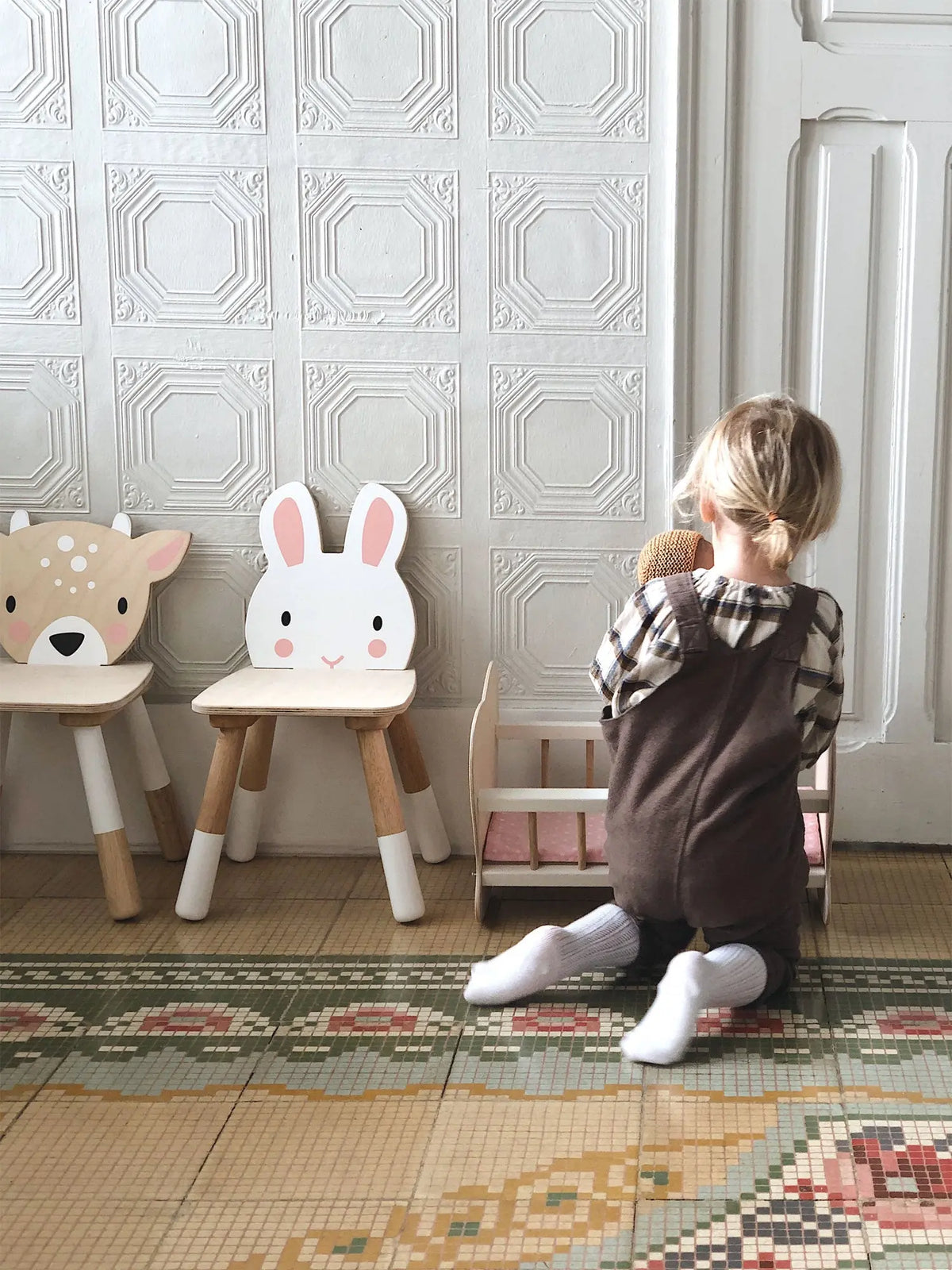Tender Leaf Forest Rabbit Wooden Chair for Kids