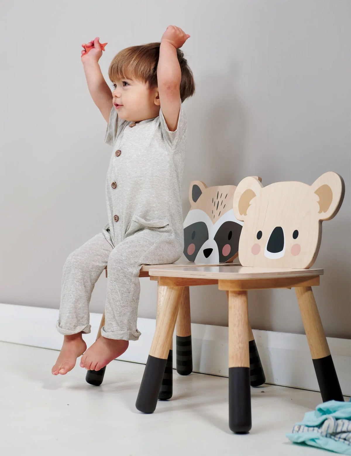 Tender Leaf Forest Raccoon Wooden Chair for Kids